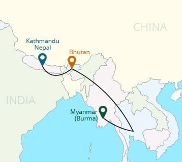 Nepal Bhutan Myanmar Tour 2024-2025 | Burma Bhutan Nepal private tour