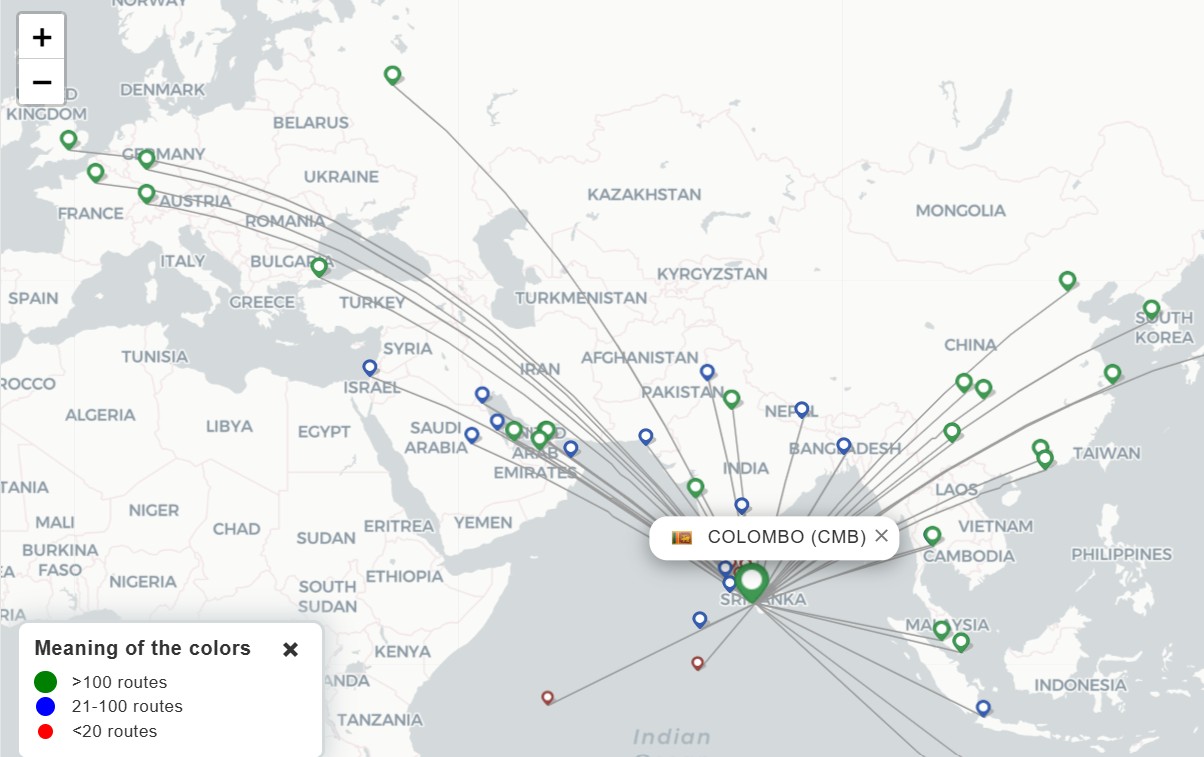 Best Travel Routes for a Multi-Country Trip Across South & Southeast Asia 22 Flight routes from colombo